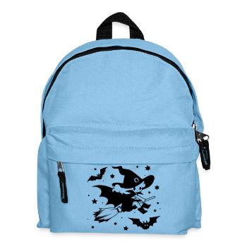 Sorcière volante avec un motif d’Halloween à balai - Sac à dos Enfant - bleu clair - Devant