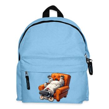 Dog with VR glasses in armchair - Kids' Backpack - light blue - Front