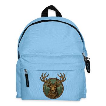 Hirschkopf im Waldkreis Naturlogo - Kinder Rucksack - Hellblau - Vorne