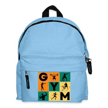 Gym Silhouettes and Letters Grid - Kids' Backpack - light blue - Front