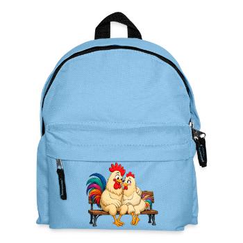 Hahn und Henne - Kinder Rucksack - Hellblau - Vorne