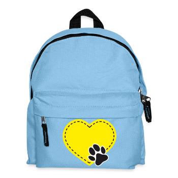 Customizable yellow heart with dog paw - Kids' Backpack - light blue - Front