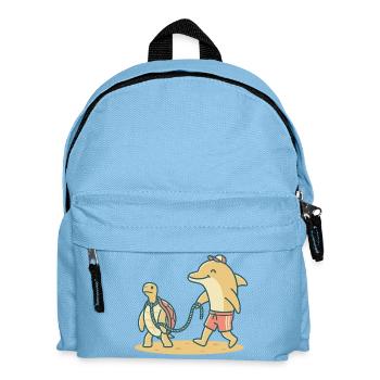 Delfin geht Gassi mit Schildkröte - Kinder Rucksack - Hellblau - Vorne