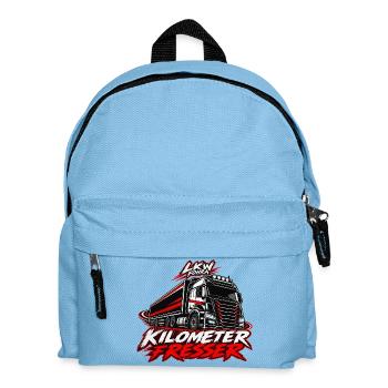 LKW Fohra - Kilometer Fresser, LKW Fahrer - Kinder Rucksack - Hellblau - Vorne