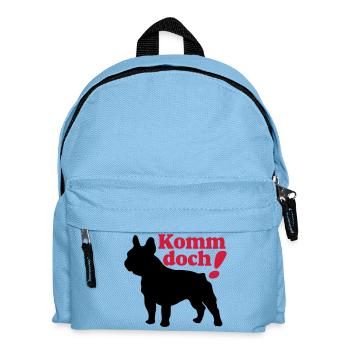 Französische Bulldogge , French Bulldog ,Komm.(25) - Kinder Rucksack - Hellblau - Vorne