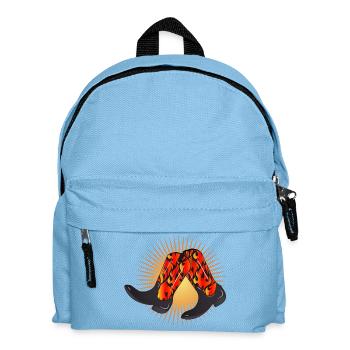 extravagante Westernstiefel mit Flammen Muster - Kinder Rucksack - Hellblau - Vorne