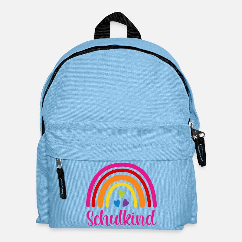 Schulkind Regenbogen Schulanfang Einschulung 2026 - Kinder Rucksack - Hellblau