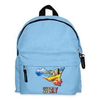 Aquarell Landkarte Sizilien - Kinder Rucksack - Hellblau - Vorne