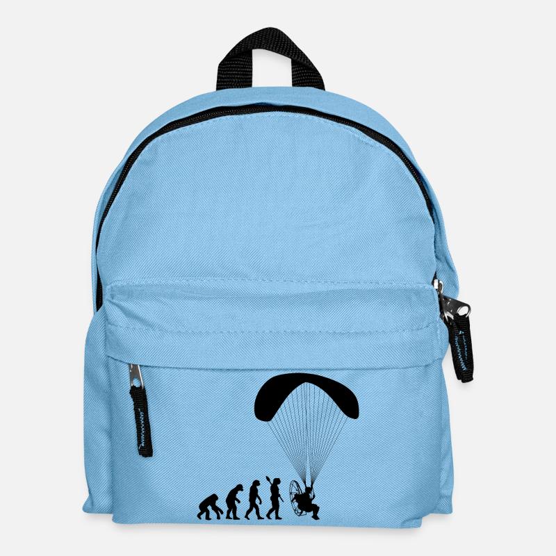 Paramotoring Human Evolution Funny - Kids' Backpack - light blue
