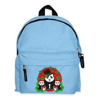 Panda Familie mit Kleeblätter - Kinder Rucksack - Hellblau - Vorne