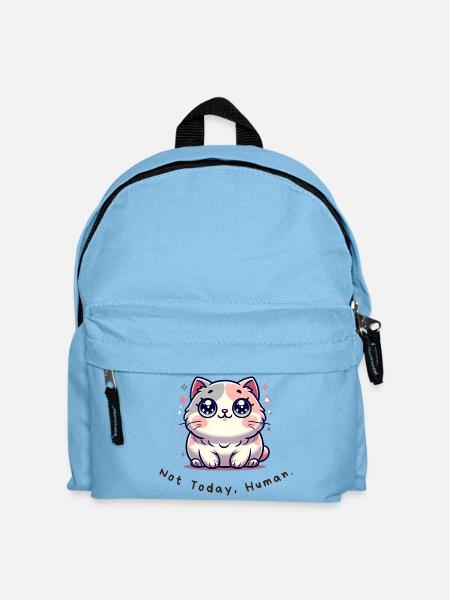 Not Today, Human – Lustiges Katzen Shirt - Kinder Rucksack - Hellblau