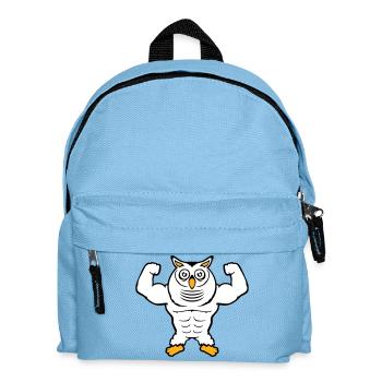 hibou bodybuilder muscles biceps poses gym rat cool - Sac à dos Enfant - bleu clair - Devant