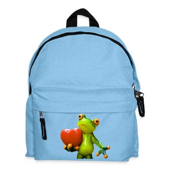 Frosch mit Herz motivierte Skulptur - Kinder Rucksack - Hellblau - Vorne