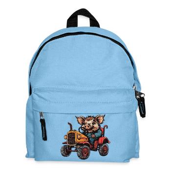 Schwein Traktor Farmer Wildschwein - Kinder Rucksack - Hellblau - Vorne