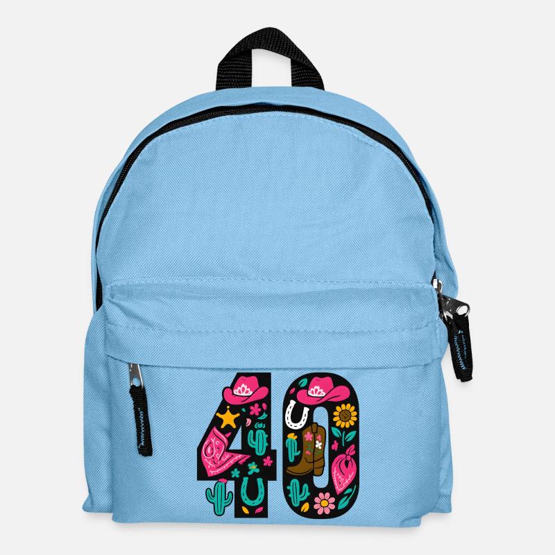 Neon Western Fiesta 40.Geburtstag - Kinder Rucksack - Hellblau