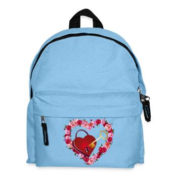 Rose heart with love lock and golden key - Kids' Backpack - light blue - Front