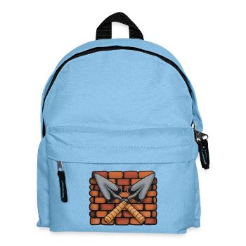 Mason's symbol: Crossed trowels in front of brick wall - Kids' Backpack - light blue - Front
