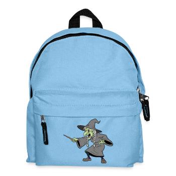 Hexe mit Holzzweigstab - Kinder Rucksack - Hellblau - Vorne