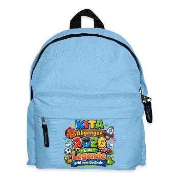 Kita Abgänger 2026 Legende verlässt Gelände - Kinder Rucksack - Hellblau - Vorne