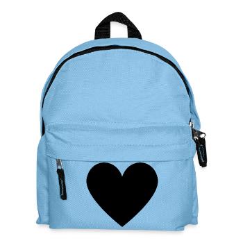 schwarzes Herz - minimalistischer Look - Kinder Rucksack - Hellblau - Vorne