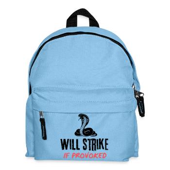 Si provoqué : Écriture rouge grasse sur fond noir - Sac à dos Enfant - bleu clair - Devant