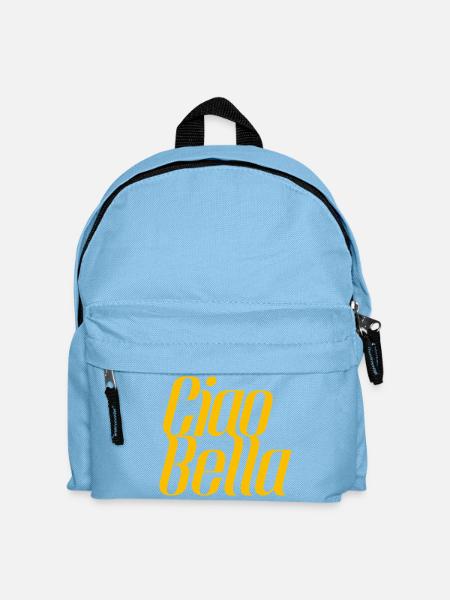 Ciao Bella Italien Spruch – Minimal Typo Design - Kinder Rucksack - Hellblau