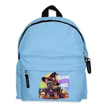  Resting Witch Face Französische Bulldogge Hexe - Kinder Rucksack - Hellblau - Vorne