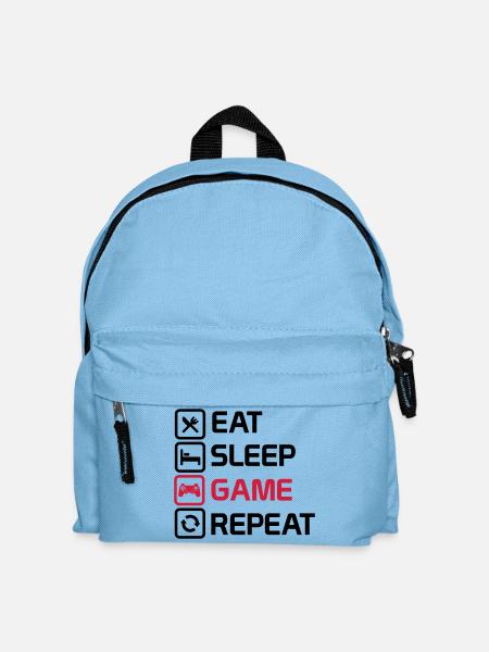 eat sleep game repeat - Kids' Backpack - light blue