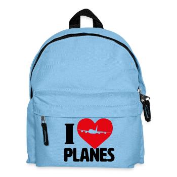I love ,Planes ,Flugzeug ,Liebe, love - Kinder Rucksack - Hellblau - Vorne