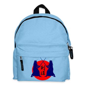 Kendo zwei Kendoka im Kampfmodus mit rotem Sonnenkend - Kinder Rucksack - Hellblau - Vorne