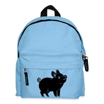 Schwein fröhliches Logo Schattenbild - Kinder Rucksack - Hellblau - Vorne