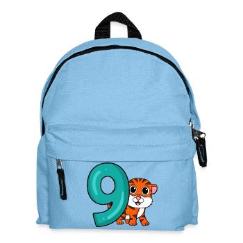 9th Birthday Motif Tiger - Nine Years - Kids' Backpack - light blue - Front