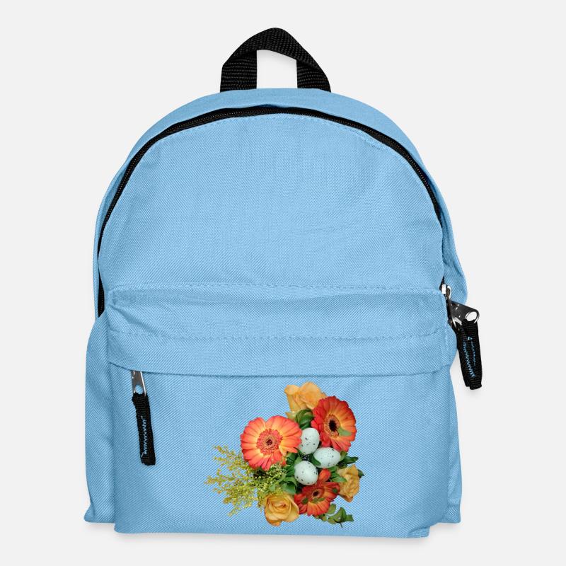Blumenstrauß mit Ostereier Muster - Kinder Rucksack - Hellblau