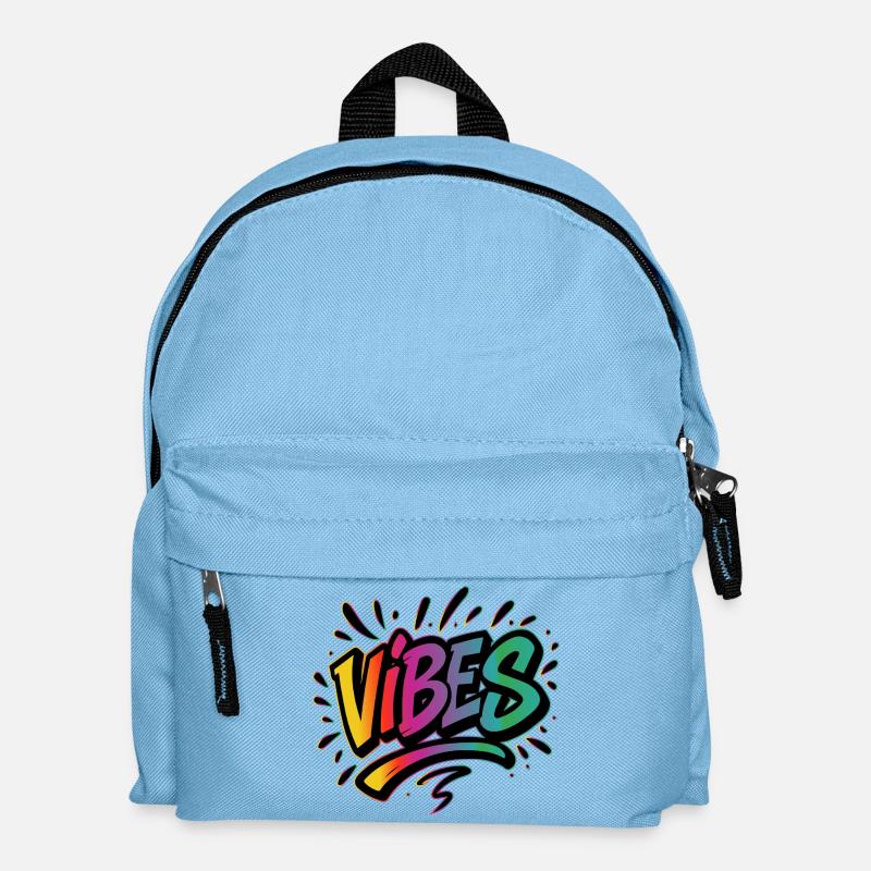 VIBES Graffiti Schriftzug – Farbstarkes Statement - Kinder Rucksack - Hellblau