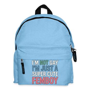 Nicht schwul – einfach nur süßer Femboy - Kinder Rucksack - Hellblau - Vorne