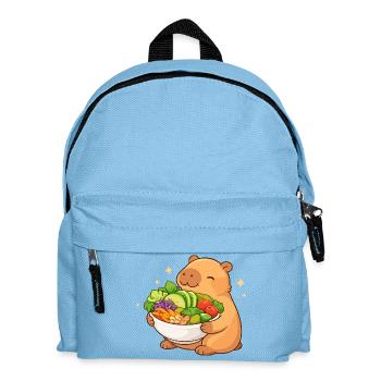 Chubby Capybara with Salad Bowl - Kids' Backpack - light blue - Front