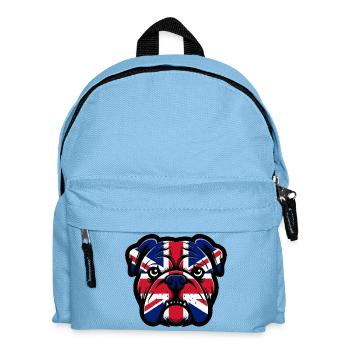 Union Jack Bulldoggen-Porträt - Kinder Rucksack - Hellblau - Vorne