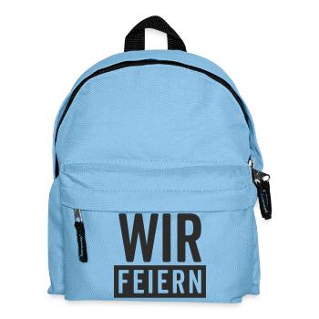 Wir feiern – Party Motiv  - Kinder Rucksack - Hellblau - Vorne