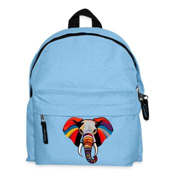 Bunter Elefantenkopf Kunst Pop Art Elefant Motiv - Kinder Rucksack - Hellblau - Vorne