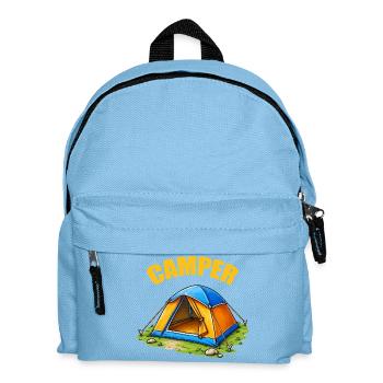 Zelt Abenteuer Cartoon - Kinder Rucksack - Hellblau - Vorne