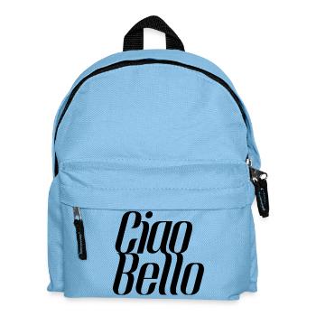 Ciao Bello Italien Spruch – Minimal Typo Design - Kinder Rucksack - Hellblau - Vorne