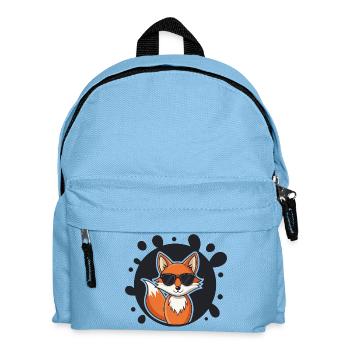 Schicke Fuchs-Sonnenbrille auf Schwarz - Kinder Rucksack - Hellblau - Vorne