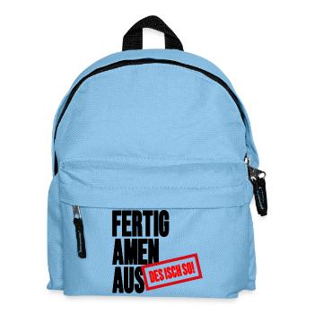Fertig Amen Aus - Des Isch so Schwäbischer Spruch - Kinder Rucksack - Hellblau - Vorne