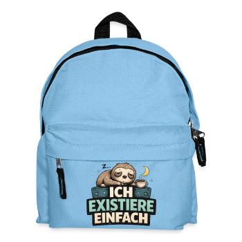 Ich existiere einfach – Faultier Motiv lustig  - Kinder Rucksack - Hellblau - Vorne