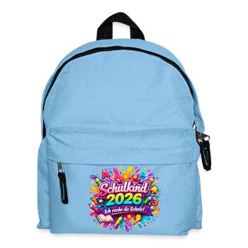 Einschulung 2026 - Ich rocke die Schule - Kinder Rucksack - Hellblau - Vorne