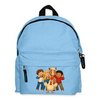 Children make faces with funny farm animals - Kids' Backpack - light blue - Front