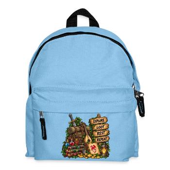 Abenteuer Loot Rast Wiederholen - Kinder Rucksack - Hellblau - Vorne