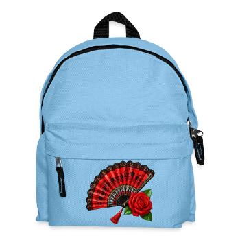 Spanischer Fächer mit Rose - Kinder Rucksack - Hellblau - Vorne