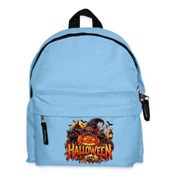 Halloween Kürbiszauber mit Hexenkatze - Kinder Rucksack - Hellblau - Vorne