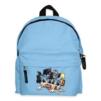 Cartoon überlastetes Verlängerungskabel - Kinder Rucksack - Hellblau - Vorne